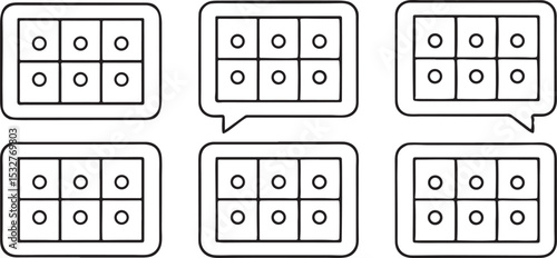 Chat Bubble Icon Grid Vector Black and White Message Interface Symbol for Social Media Communication and Apps