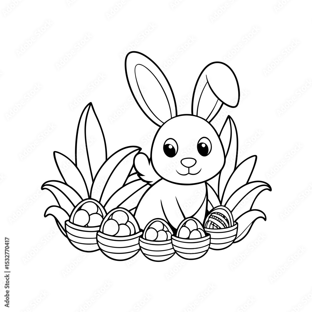 Obraz premium Bunny Hiding Easter Eggs Printable Sheet