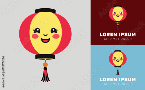 Glowing Red Japanese Lantern with Gold Accent Details