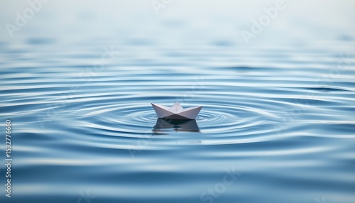 in the serene expanse of ocean ripples, a small boat floats gently, adrift in the vastness of the blue sea.
