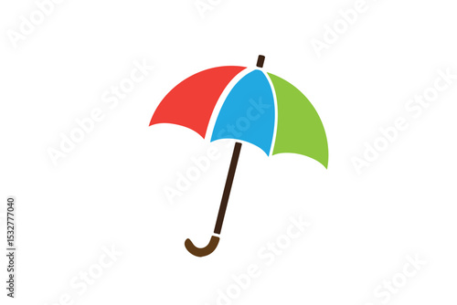 Multicolored Umbrella Vector – Vibrant Weather Icon Isolated on White Background