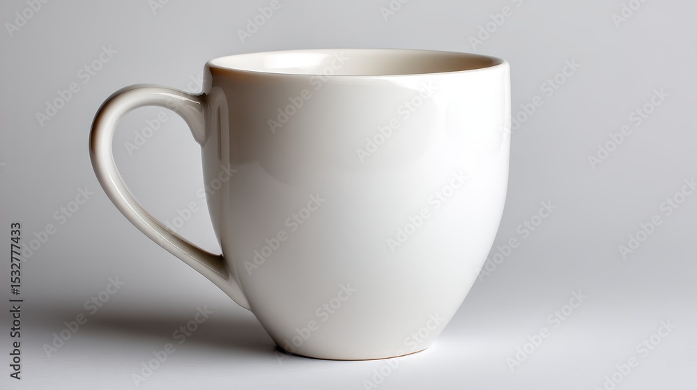 Clean white mug on a table, simple still life of everyday objects Clean white mug on a table, simple still life of everyday objects