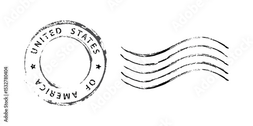 Postage stamp United States of America. Rubber postal stamp USA. Vintage vector illustration in grunge style.