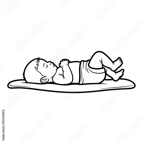 Baby sleeping peacefully on a mat, relaxed mood, indoors