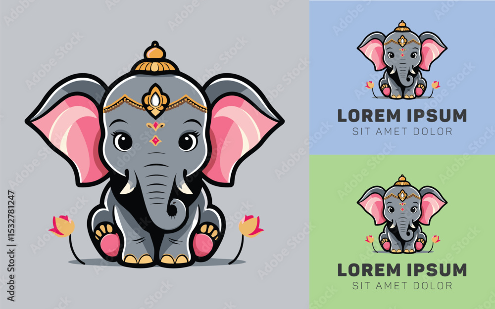 Obraz premium Traditional Indian Elephant Head with Ethnic Jewelry and Ornate Details