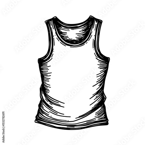Hand-drawn tank top with scoop neck for summer fashion kits - fitness app icons - gender-neutral wardrobe sets