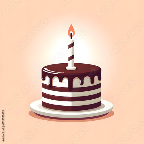 Delicious chocolate birthday cake with lit candles, a sweet vector illustration perfect for celebrating any happy occasion or anniversary party