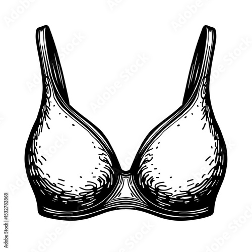 Hand-drawn underwired bra with padded cups for lingerie dashboards - female fashion kits - ecommerce underwear sets
