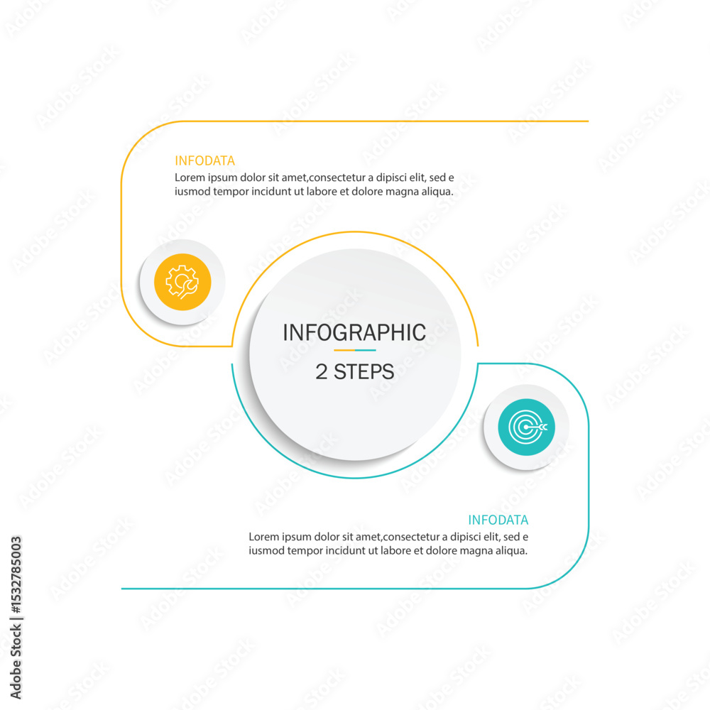 Naklejka premium Business infographic template. Thin line design with 2 option, process line connection. Vector illustration.