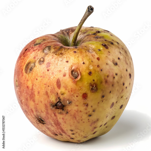 Imperfect Apple: A close-up shot captures the rustic charm of a single apple, its skin displaying natural blemishes, a testament to its journey from tree to table.