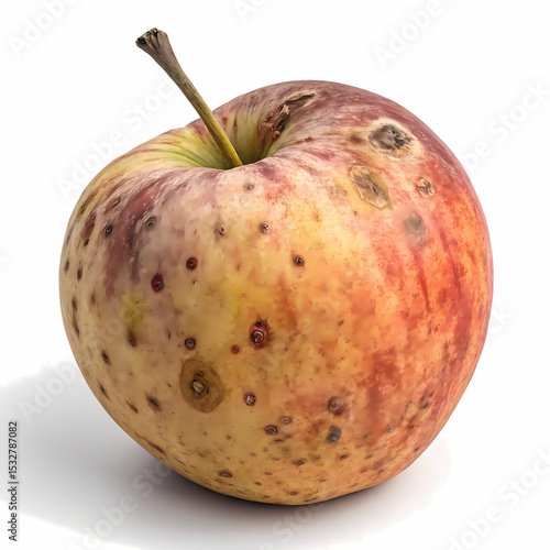 Rustic Apple: A close-up shot reveals the beauty of an apple, its surface painted with an array of colors and textures. The detailed perspective highlights the apple's imperfections.