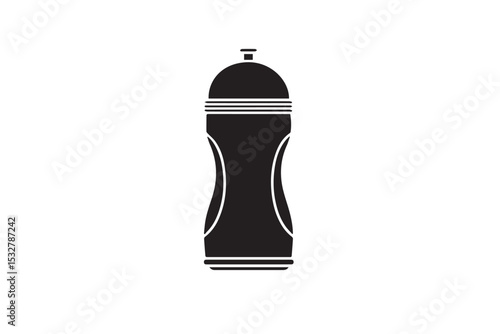 Sport Bottle Silhouette Vector – Bold Black Fitness Icon Isolated on White Background