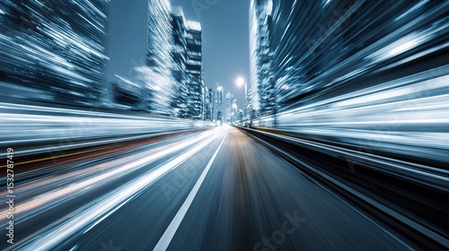 Dynamic Nighttime Cityscape with Speed and Light Blur Effect