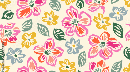 Exotic hand drawn flowers, seamless patterns with floral for fabric, textiles, clothing, packaging, cover, banner, wallpaper, home decor. Abstract natural pink backgrounds.