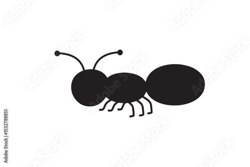 Ant Silhouette Vector – Clean Black Insect Icon Isolated on White Background