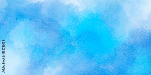 Blue watercolor background. Blue watercolor vector texture background for banner, poster, cover, cards, etc. Light sky blue brush painted watercolor background. Abstract paper texture vector.