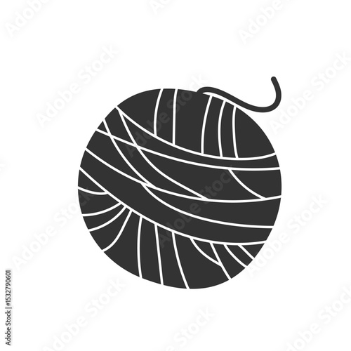 Black and white vector of yarn ball with knitting needles — great for craft templates, DIY projects, and handmade product labels.