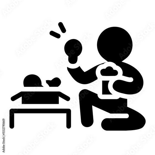 Daily life solid icon. Eating a late-night snack