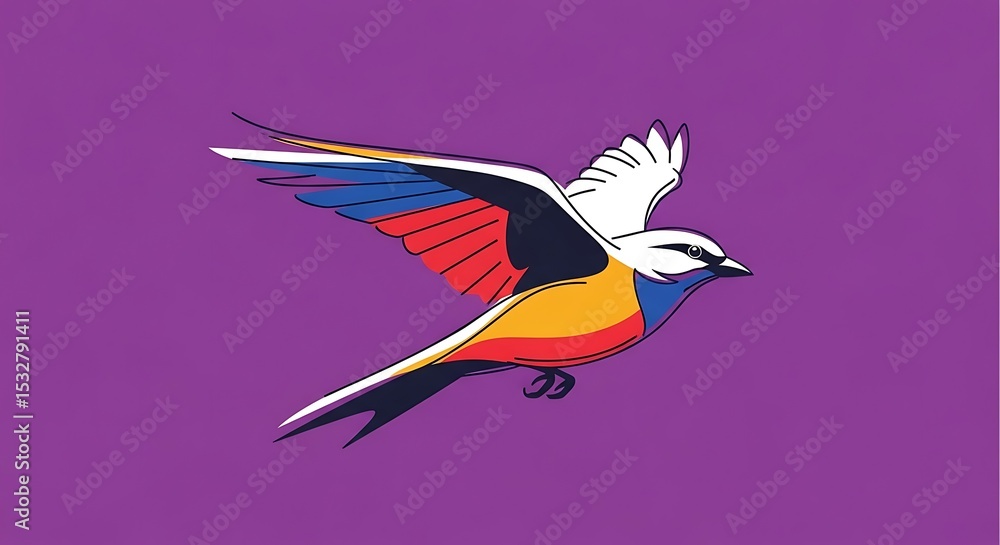 Obraz premium Vibrant Colorful Bird in Flight Abstract Avian Illustration