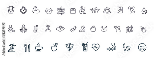 Healthy Lifestyle line Icon Set. Healthy Lifestyle Vector Icon Set.