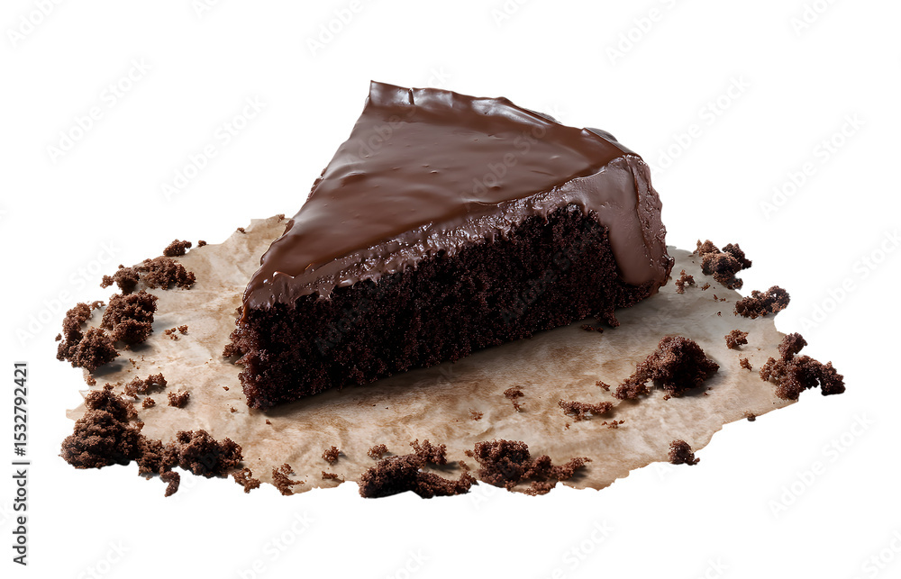 Delicious chocolate cake slice isolated on transparent background Delicious chocolate cake slice isolated on transparent background