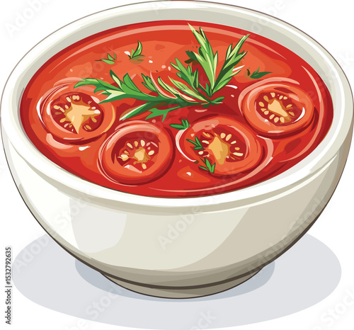 tomato soup with basil and tomatoes