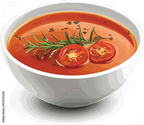 tomato soup in a bowl isolated