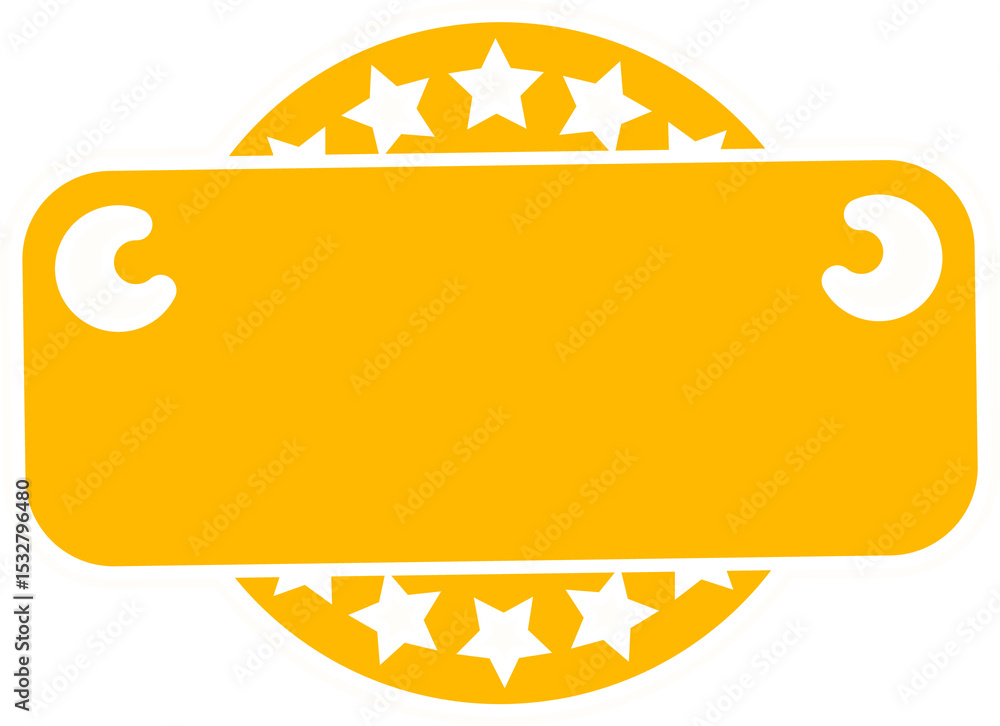 Naklejka premium Flat vector badge is displaying rounded shapes with stars and crescents on transparent background