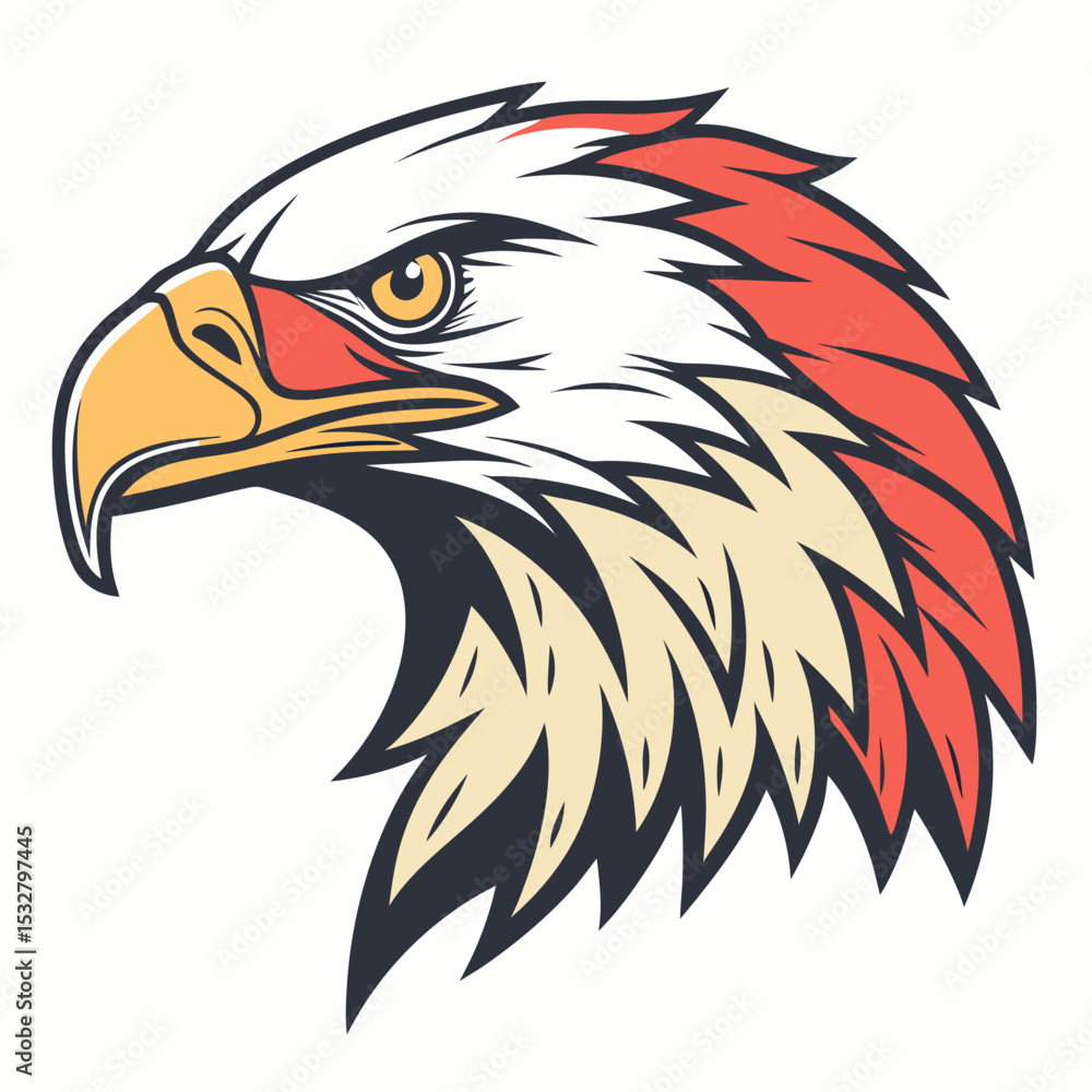 Fototapeta premium Majestic Bald Eagle Head Logo - Patriotic Bird Mascot