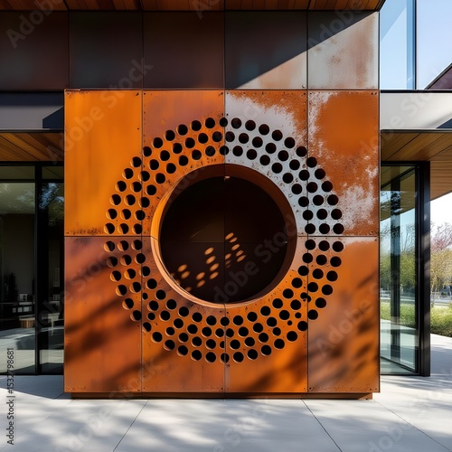 Perforated Corten Geometry: The Contrast of Rust and Precision
