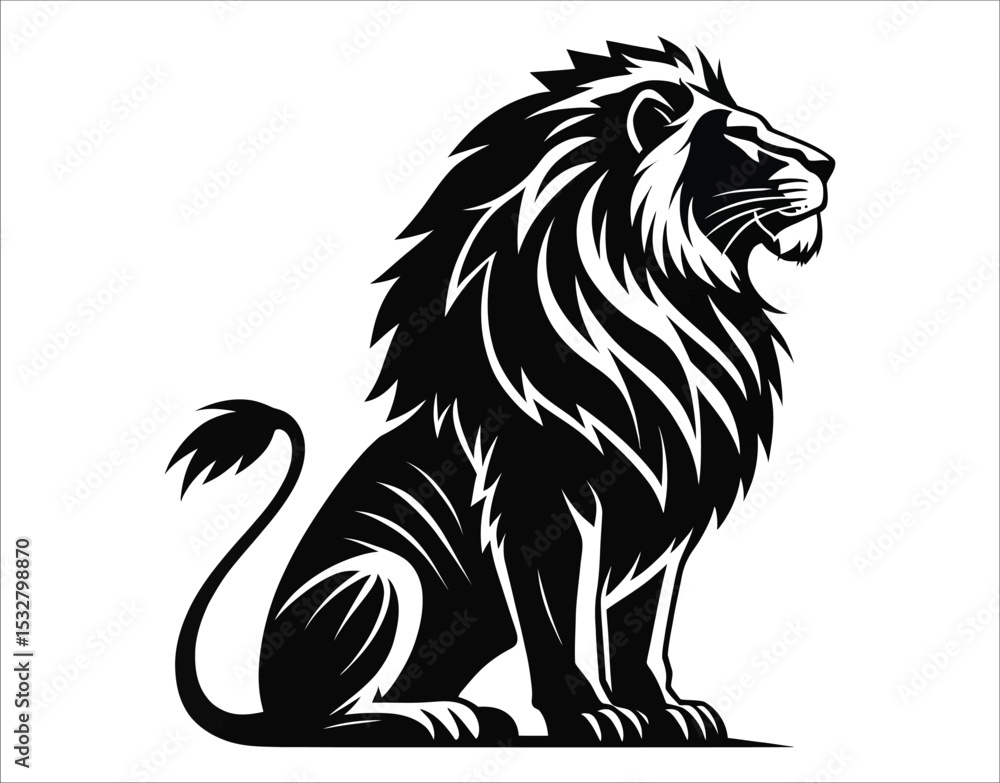 Fototapeta premium Lion Silhouette Vector Isolated on Transparent