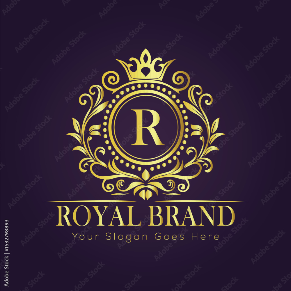 Naklejka premium Letter luxury gold logo concept