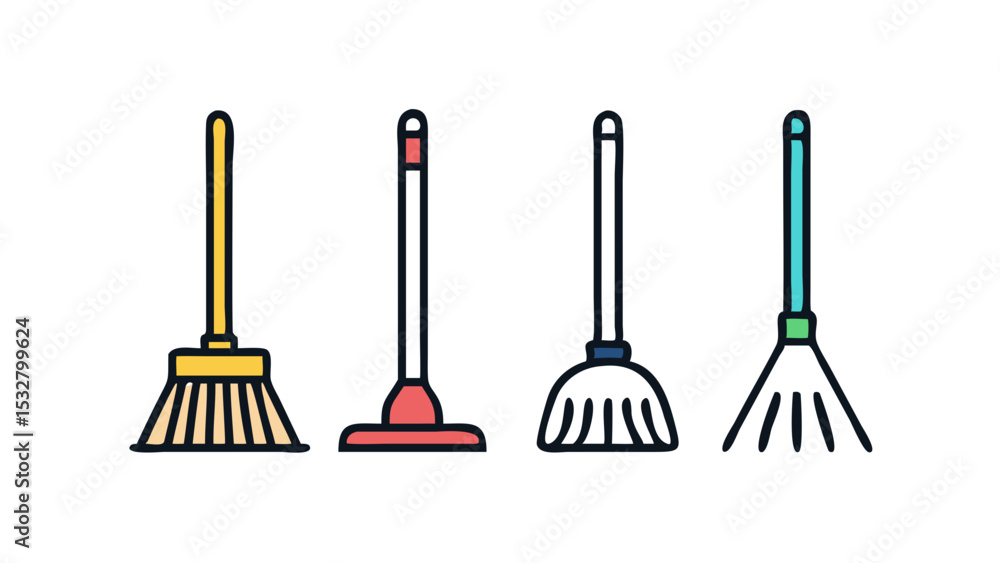 Naklejka premium broom and shovel icon