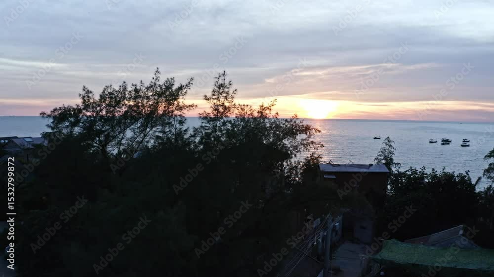 Sunset over the south china sea viewed from zhanjiang xuwen seaside rv location, peaceful evening sky Sunset over the south china sea viewed from zhanjiang xuwen seaside rv location, peaceful evening sky