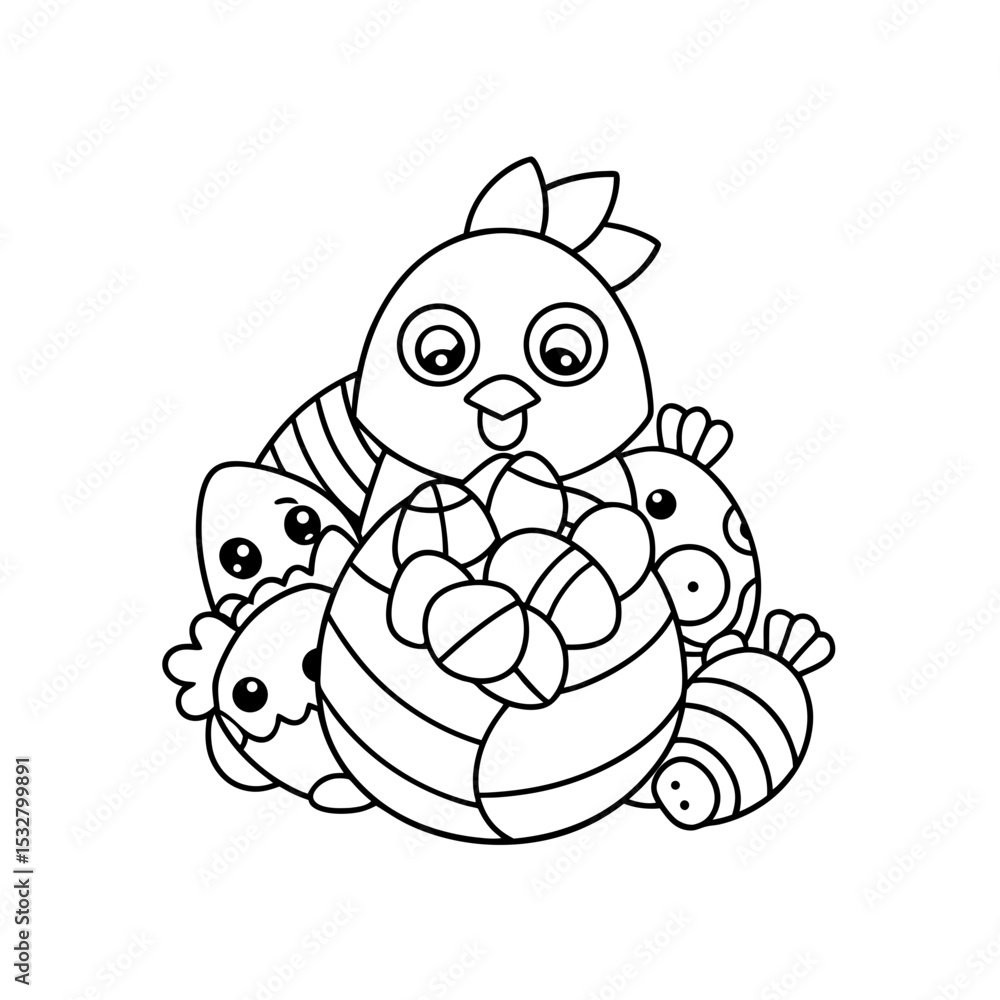 Naklejka premium Printable Chick Dancing in Jelly Outline