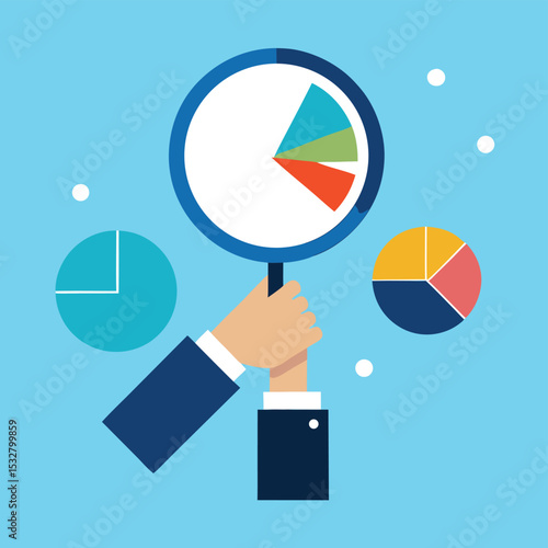 Analyzing Data Business Charts & Graphs Vector Illustration