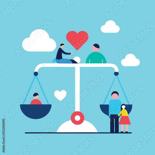 Balancing Love and Equality A Vector Illustration