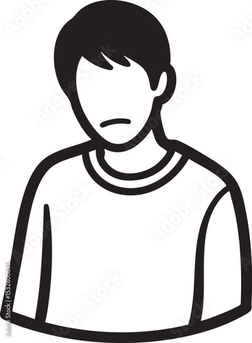 : A vector illustration showing a person experiencing emotional numbness with bold, black outlines
