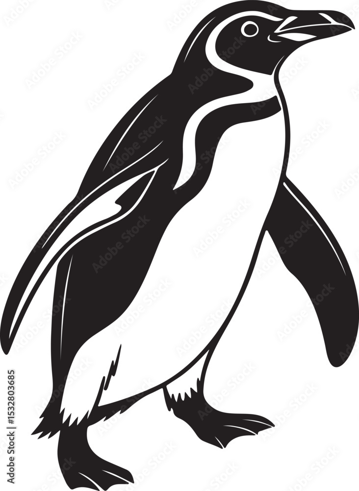 Naklejka premium Penguin vector art illustration silhouette image