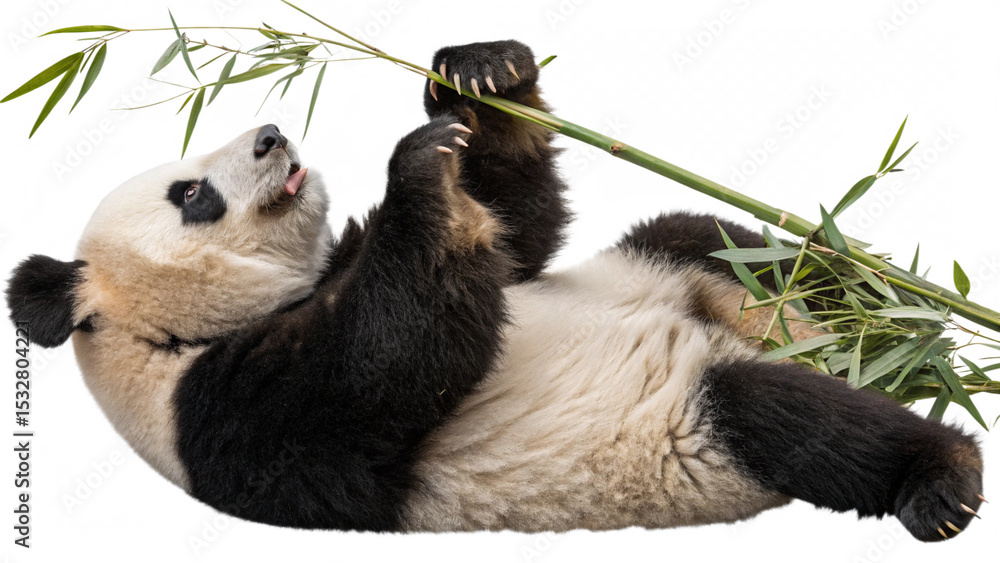 Obraz premium panda eating bamboo