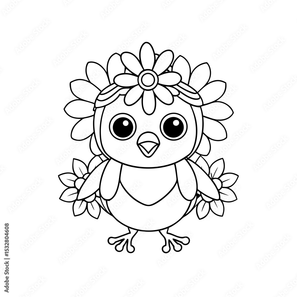 Fototapeta premium Printable Chick Napping in a Cupcake Outline