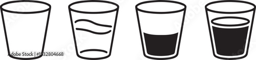Four glasses showing liquid levels progression