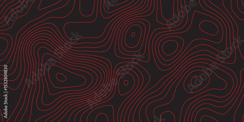 
Abstract topographic contours map black and red background- Vector Background.
