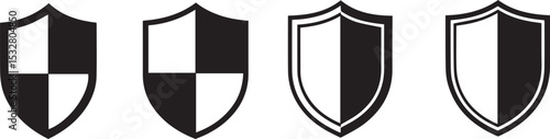 Four black and white shield icons set Free Download Four black and white shield icons set - GFXLoad
