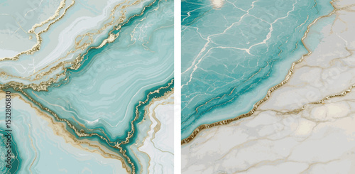 Color Palette Abstract, marbled background in a cool teal, light seafoam green, and beige color palette; flowing, wavy, smooth, subtle, and slightly textured surface vector background