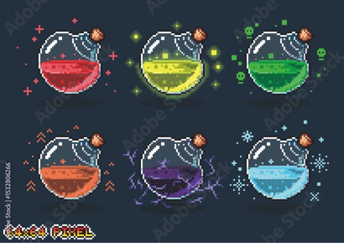 Potion Bottle Pixel Art Style
