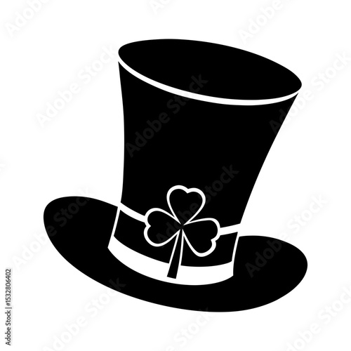 green top hat with shamrock vector silhouette