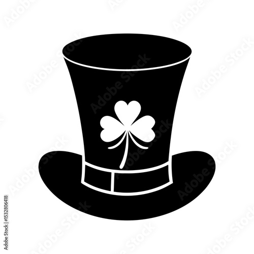 green top hat with shamrock vector silhouette
