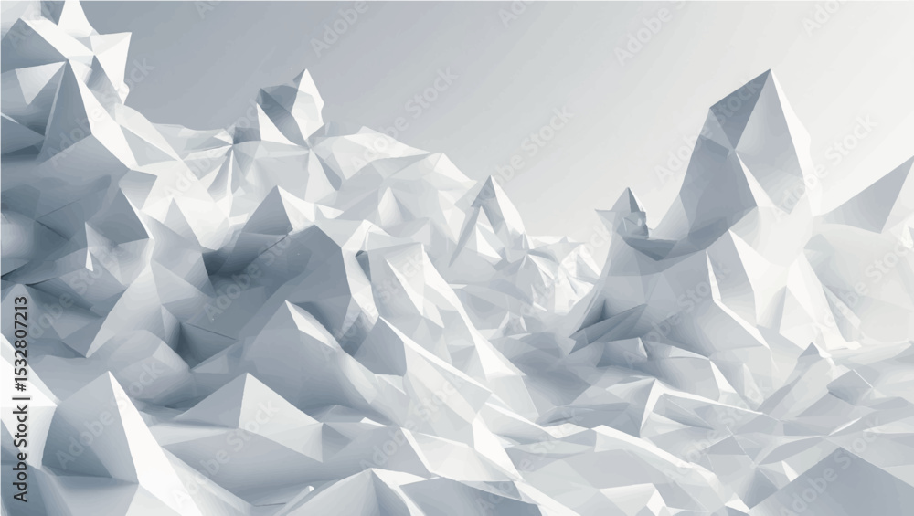 Abstract geometric background with a crumpled paper texture, featuring a light blue and gray mosaic pattern of 3D triangles, creating an origami-inspired crystal design Abstract geometric background with a crumpled paper texture, featuring a light blue and gray mosaic pattern of 3D triangles, creating an origami-inspired crystal design