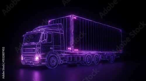 Heavy freight truck on a black background for transport, delivery, and shipping business